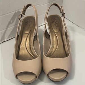 Life Stride Women's Cream Peep Toe Slingback Heels